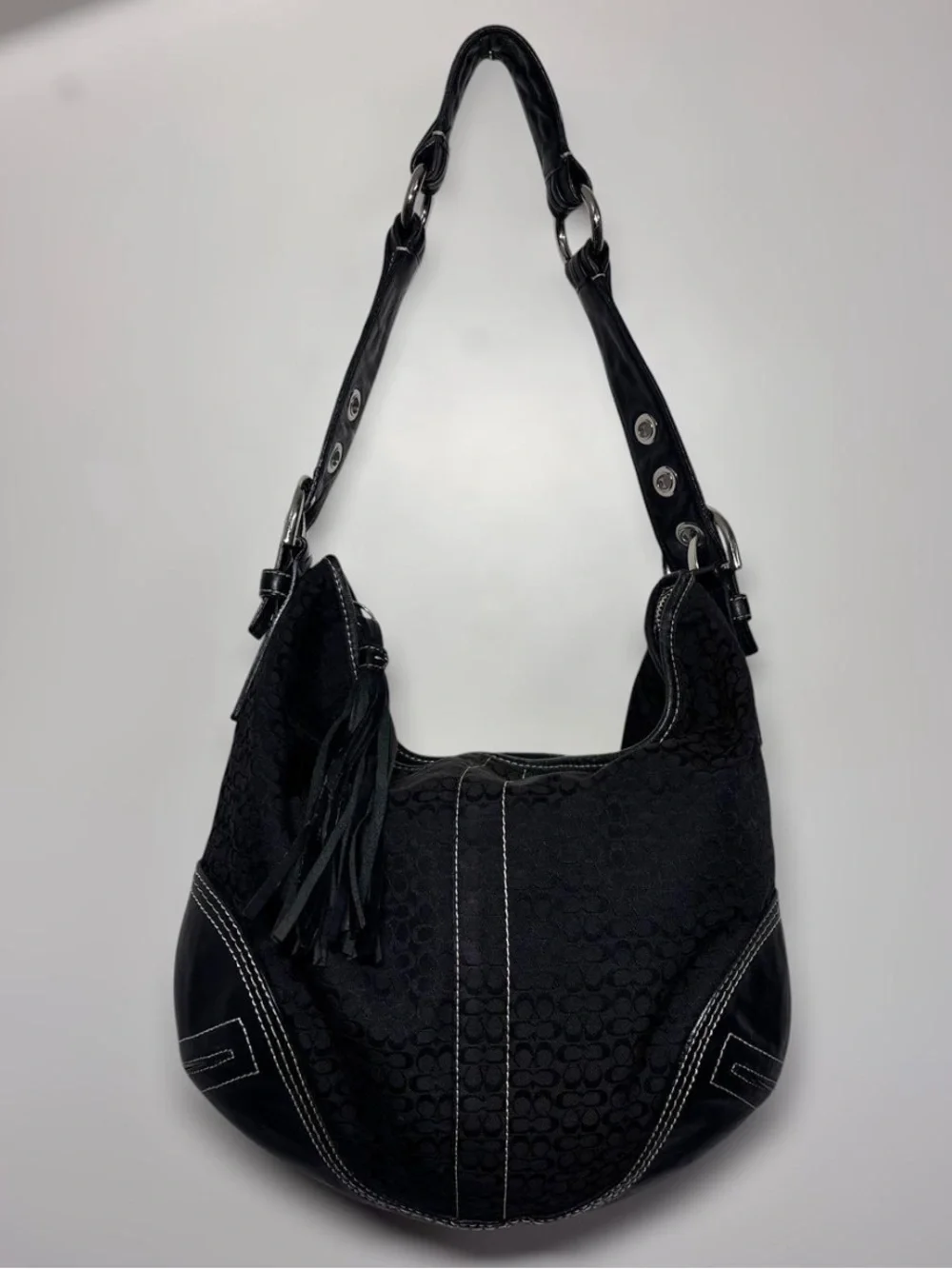 Coach Signature Hobo Bag with Tassel